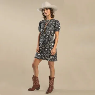 Gabriela Shift Dress - Charcoal sold by Cave and Post