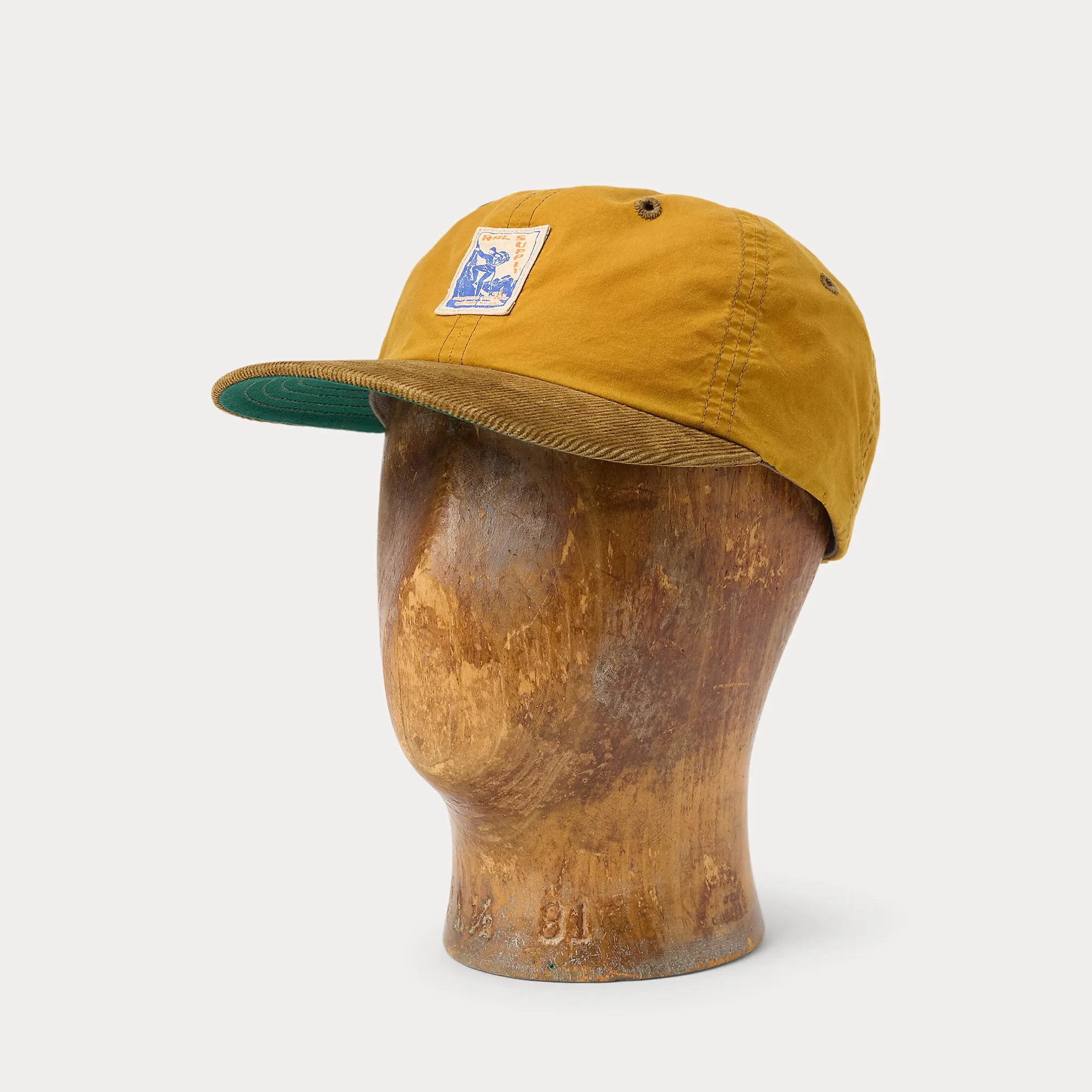 RRL Corduroy-Bill Oilcloth Ball Cap - Mustard sold by Cave and Post