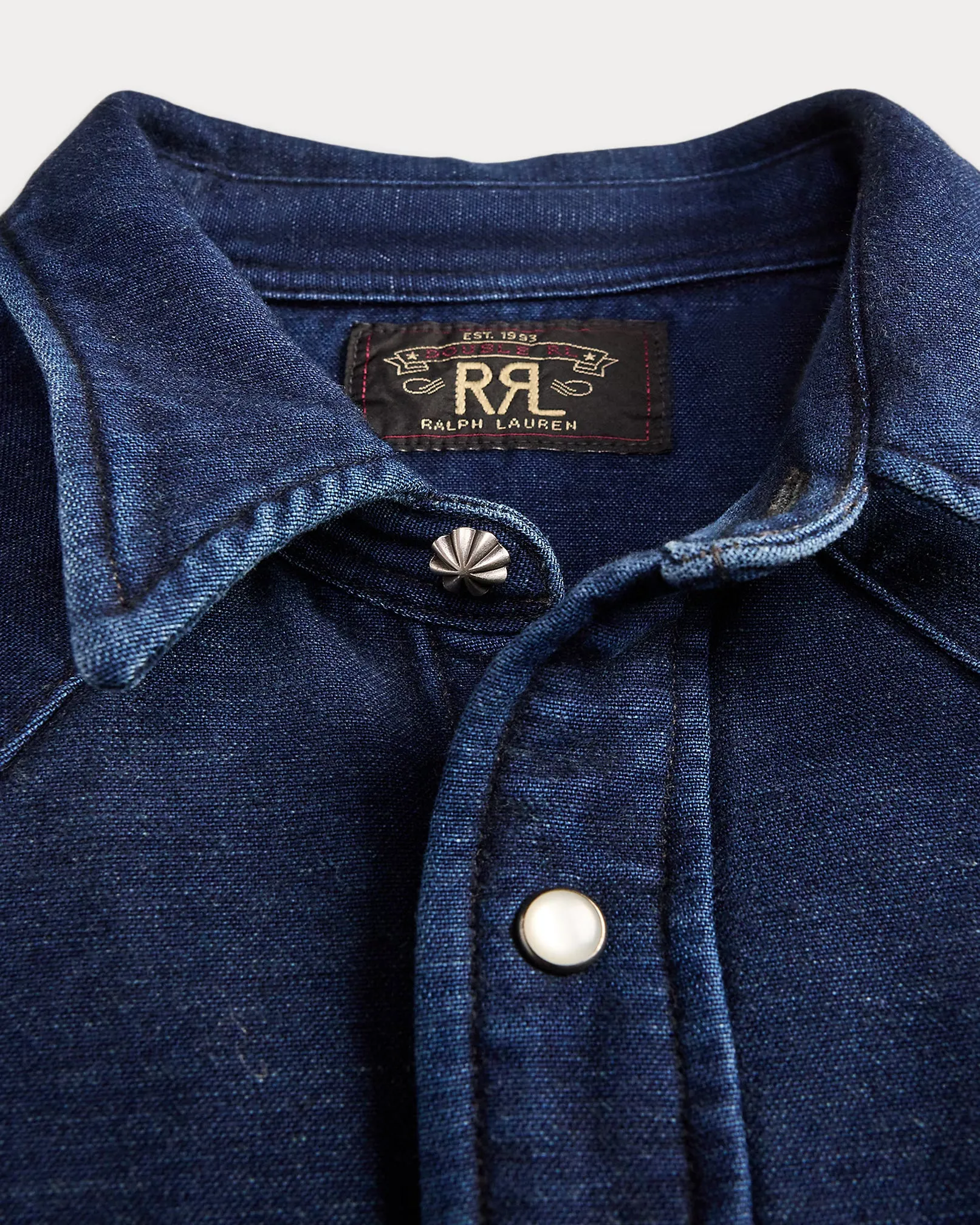 RRL Slim Fit Indigo Chamois Western Shirt sold by Cave and Post product image thumbnail 3