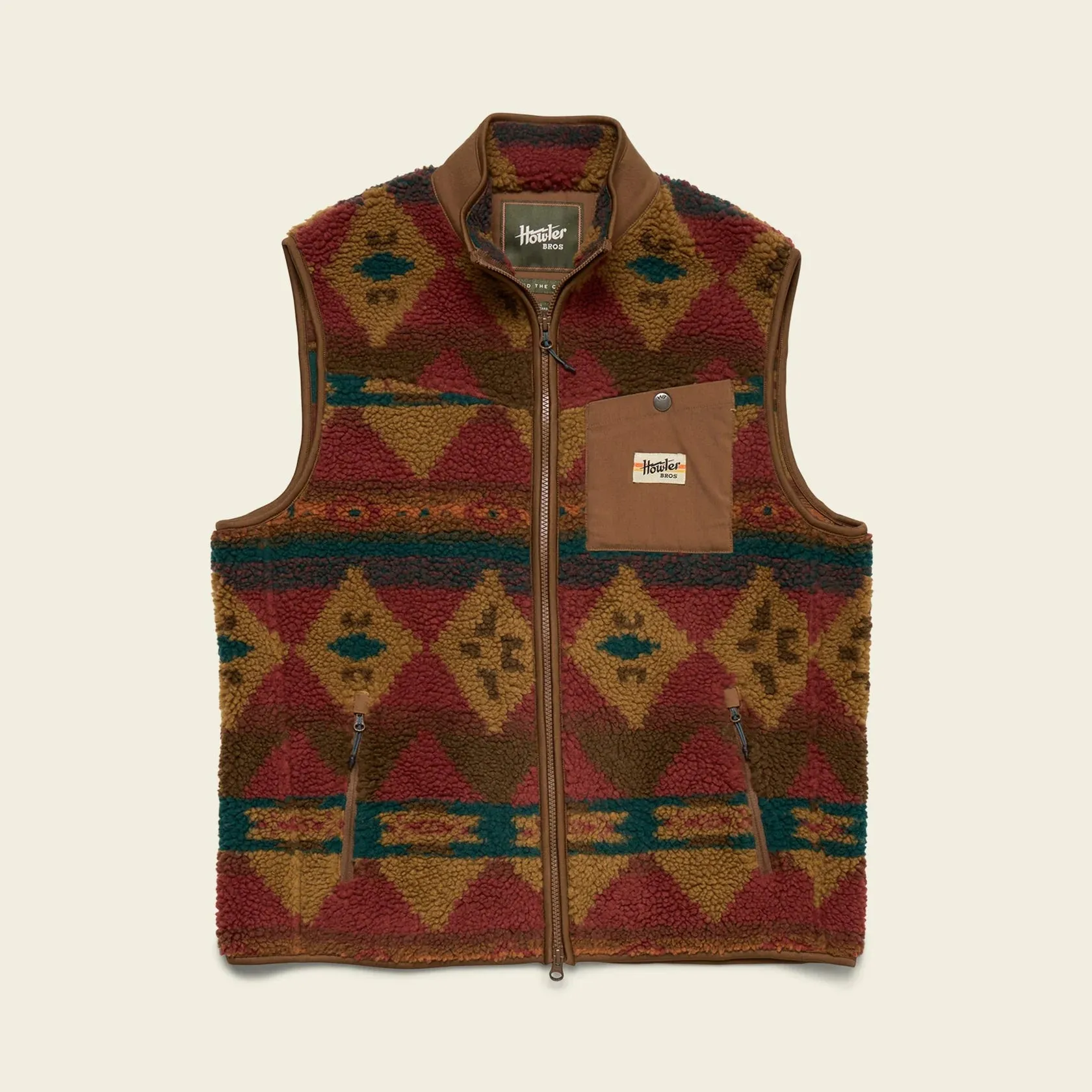 Chisos Fleece Vest - Mitla Motifs : Russet sold by Cave and Post