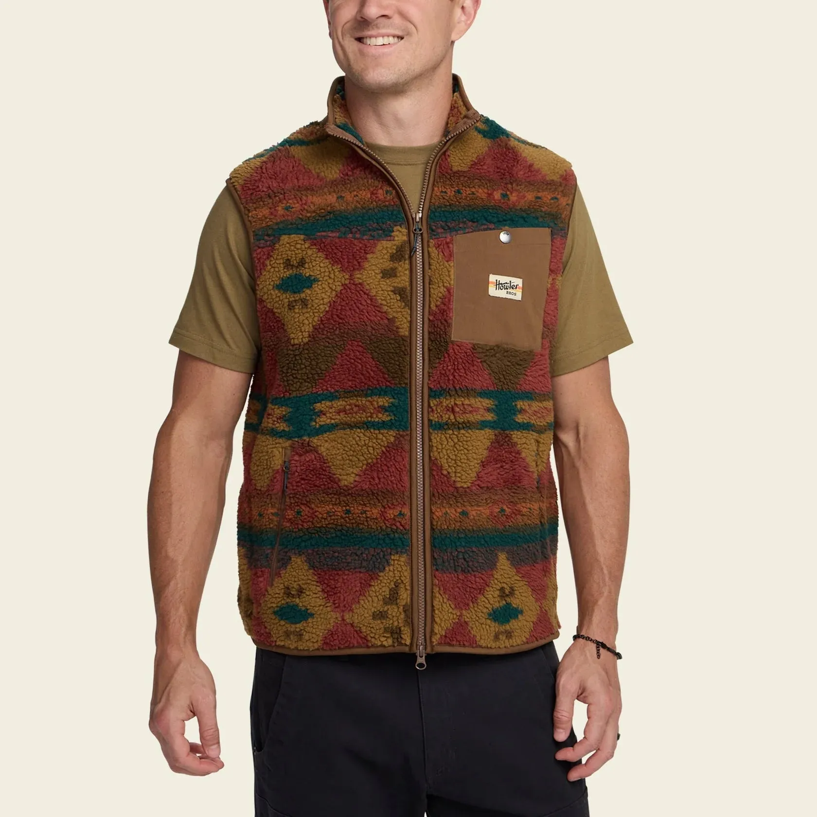 Chisos Fleece Vest - Mitla Motifs : Russet sold by Cave and Post product image thumbnail 4