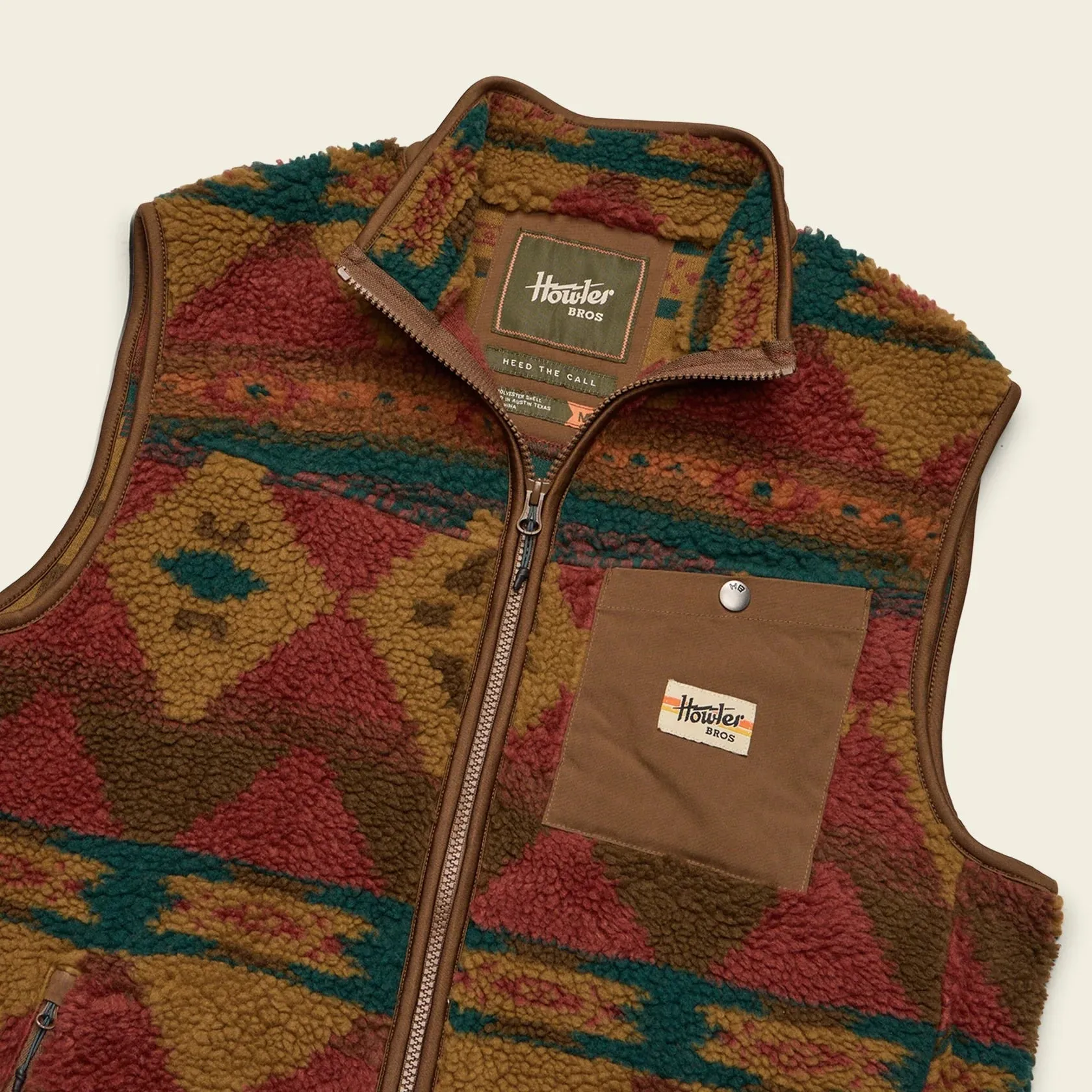 Chisos Fleece Vest - Mitla Motifs : Russet sold by Cave and Post product image thumbnail 3