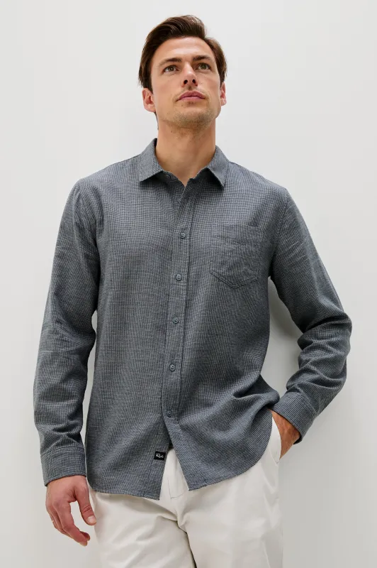 Wyatt Shirt - Charcoal Navy Houndstooth sold by Cave and Post