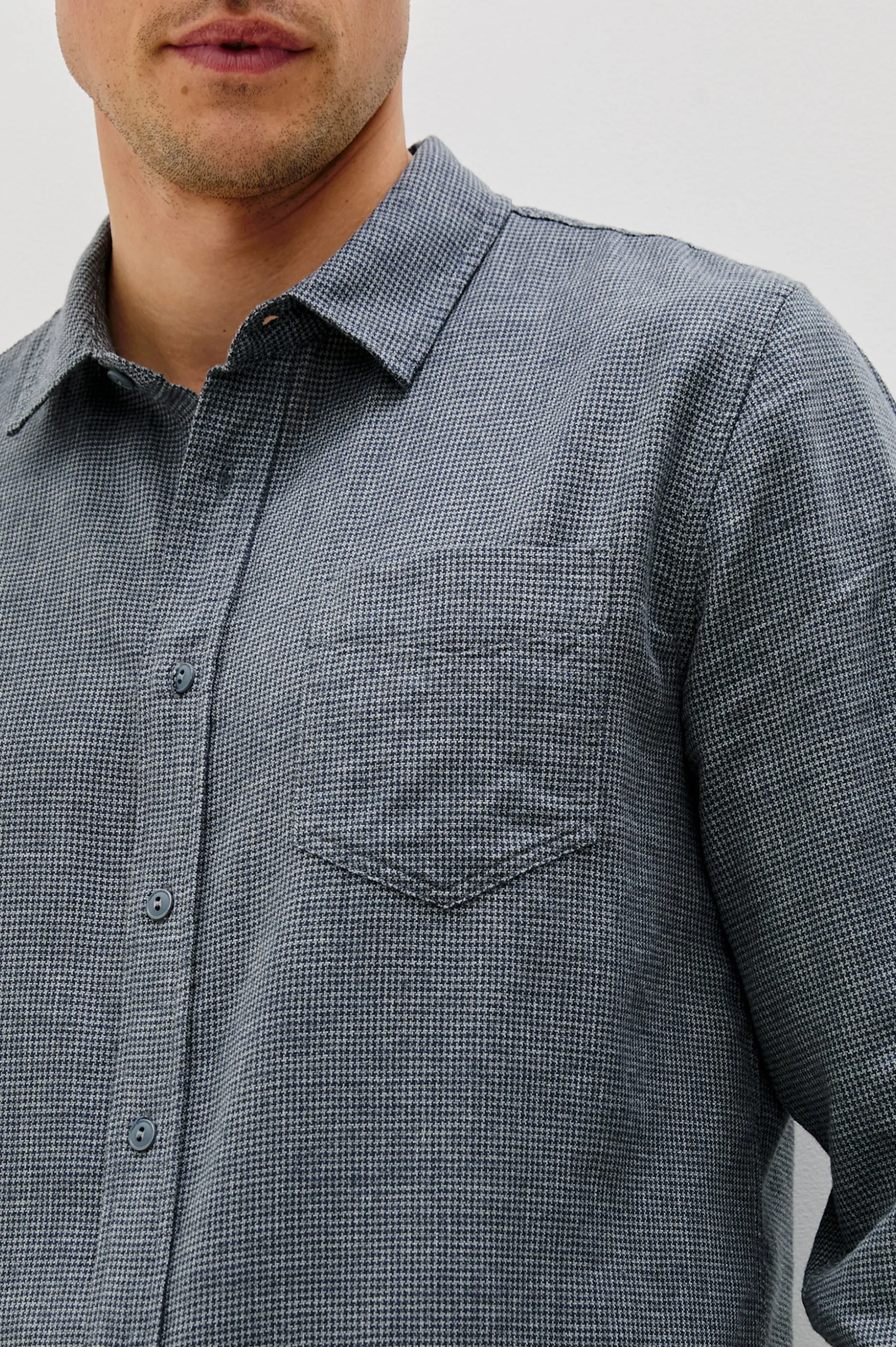 Wyatt Shirt - Charcoal Navy Houndstooth sold by Cave and Post product image thumbnail 2
