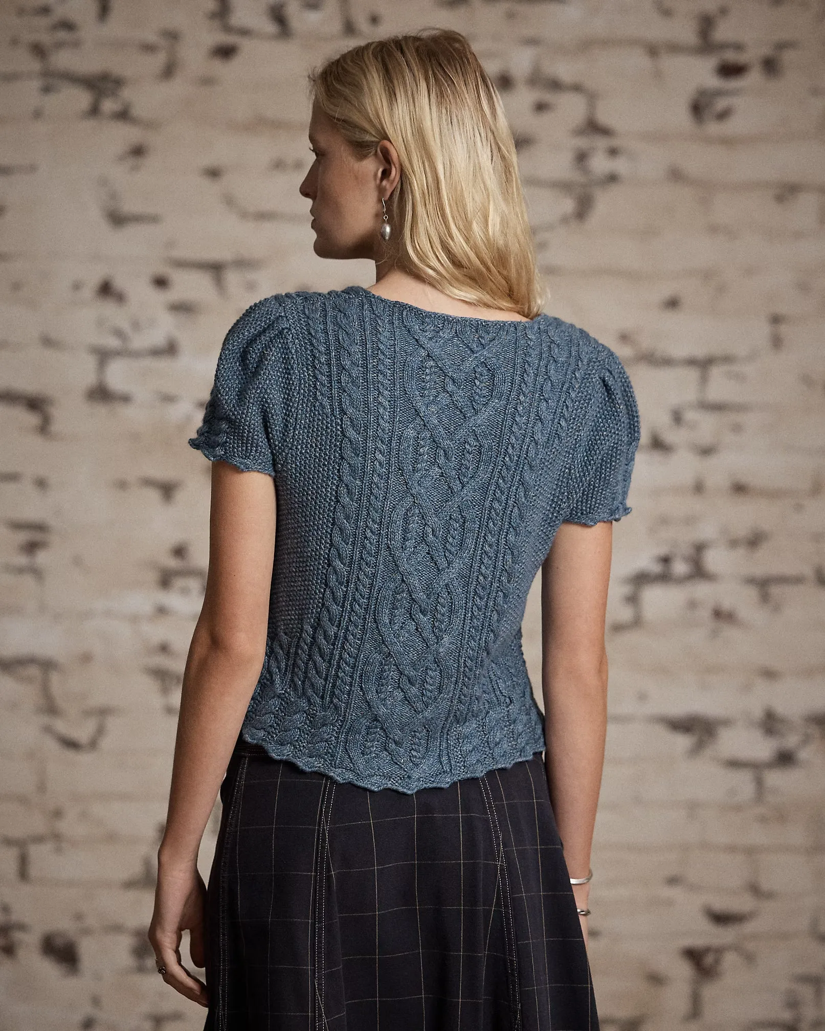 RRL Linen-Blend Cable-Knit Top sold by Cave and Post product image thumbnail 4