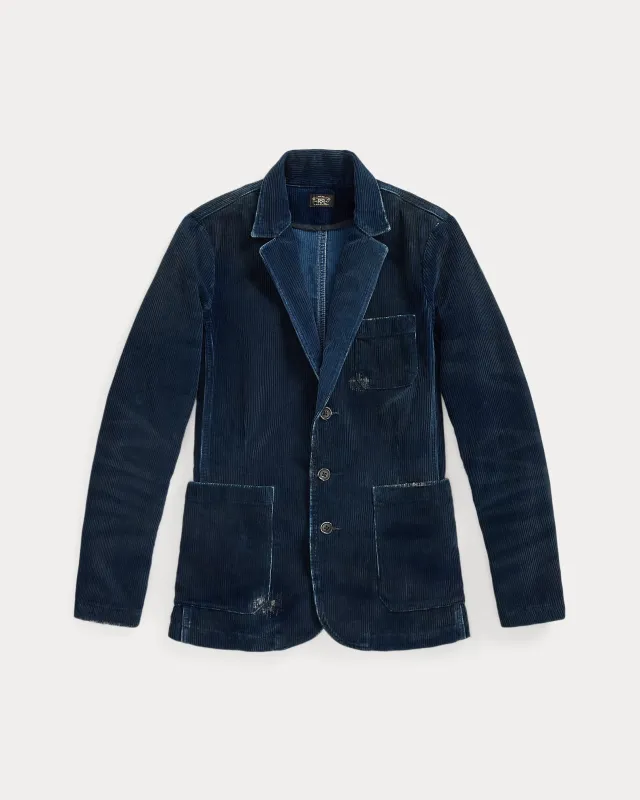 RRL Repaired Indigo Corduroy Blazer sold by Cave and Post
