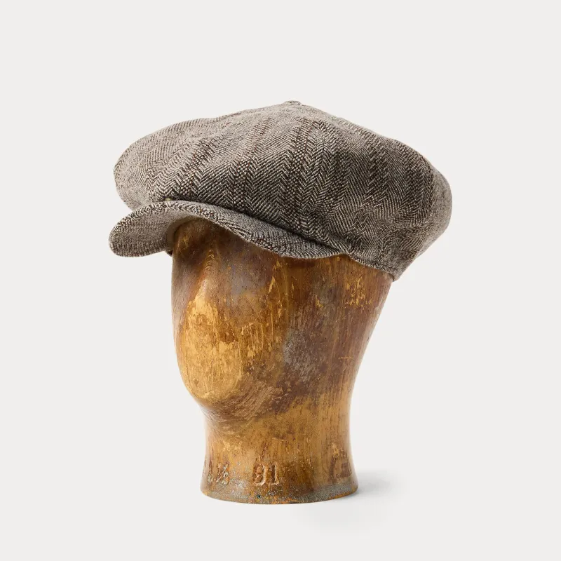 RRL Wool-Cotton Herringbone Newsboy Cap sold by Cave and Post