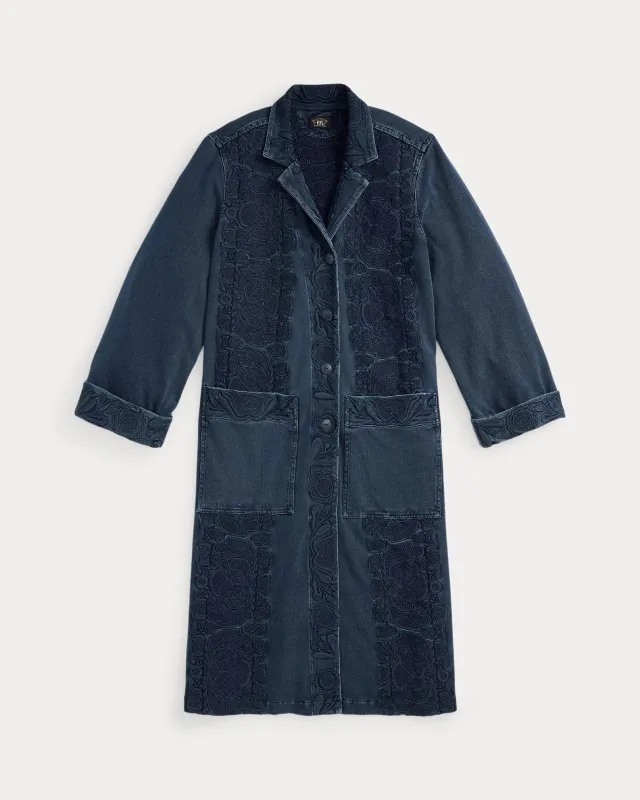 RRL Embroidered Indigo Jersey Duster sold by Cave and Post