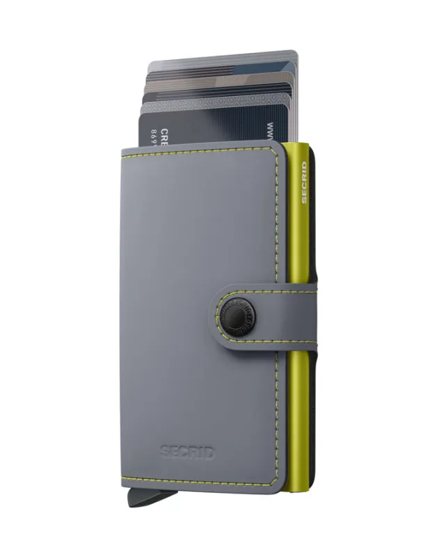 Miniwallet- Matte Grey & Lime sold by Cave and Post