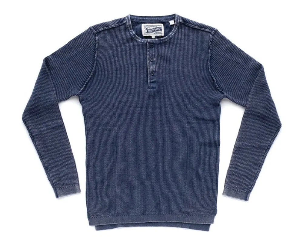 Stonewashed Henley Sweater - Navy sold by Cave and Post