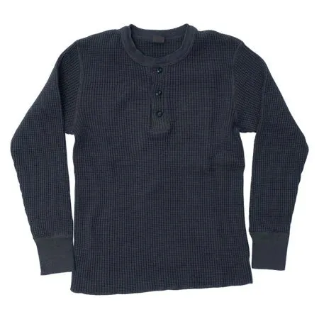 BIG WAFFLE Henley Neck T-shirt - Steel Gray sold by Cave and Post