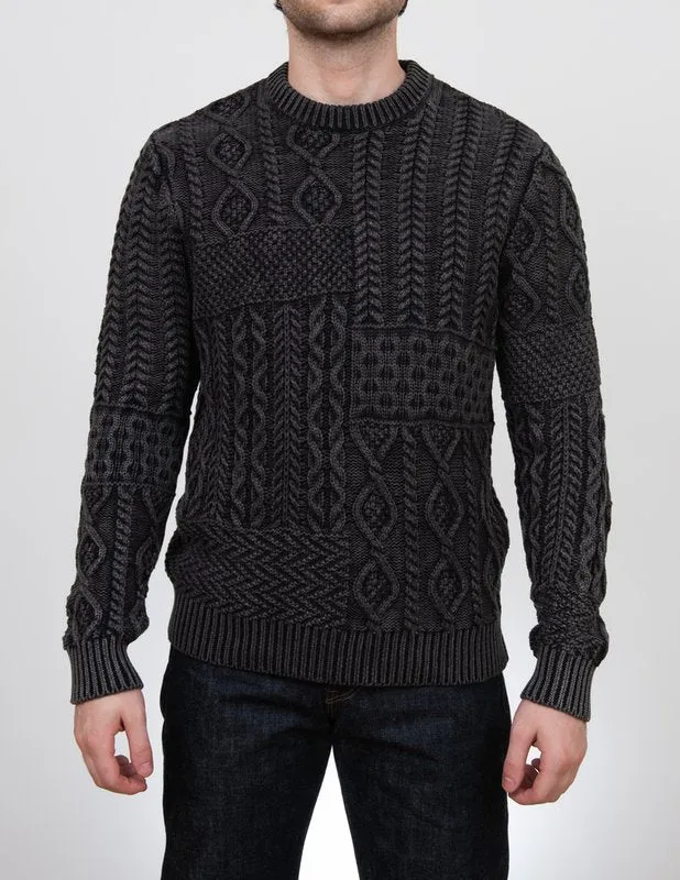 Stonewashed Patchwork 100% Cotton Sweater - Charcoal sold by Cave and Post product image thumbnail 4