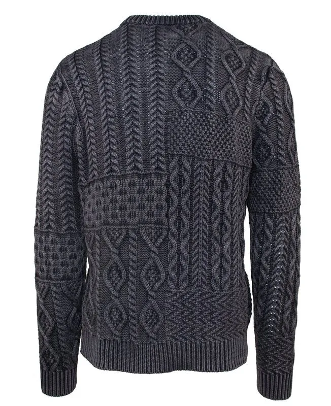 Stonewashed Patchwork 100% Cotton Sweater - Charcoal sold by Cave and Post product image thumbnail 2