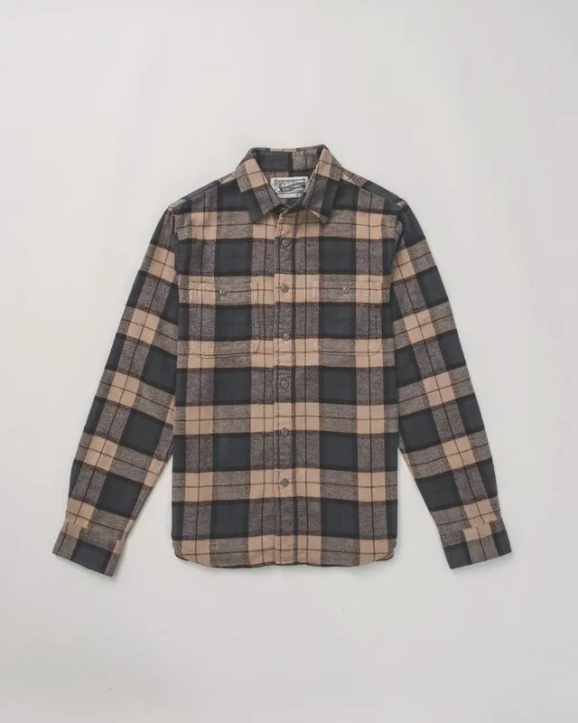 Heavy Flannel Work Shirt - Khaki/Grey sold by Cave and Post