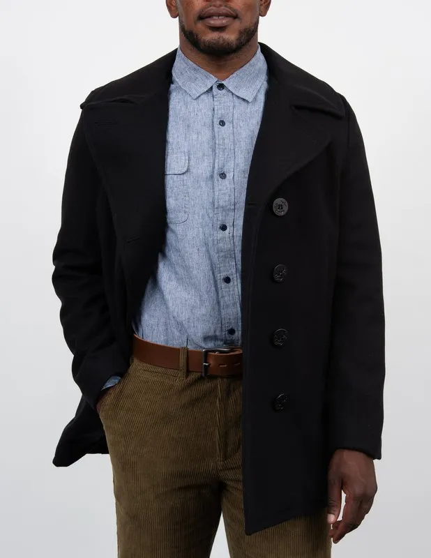 Wool Blend Fitted Peacoat - Navy sold by Cave and Post product image thumbnail 4