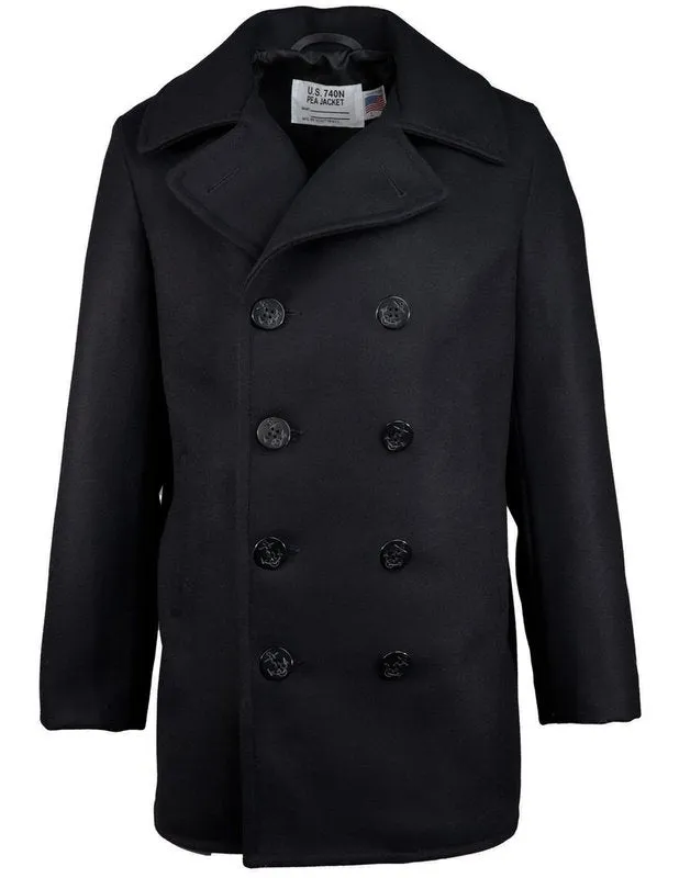 Wool Blend Fitted Peacoat - Navy sold by Cave and Post