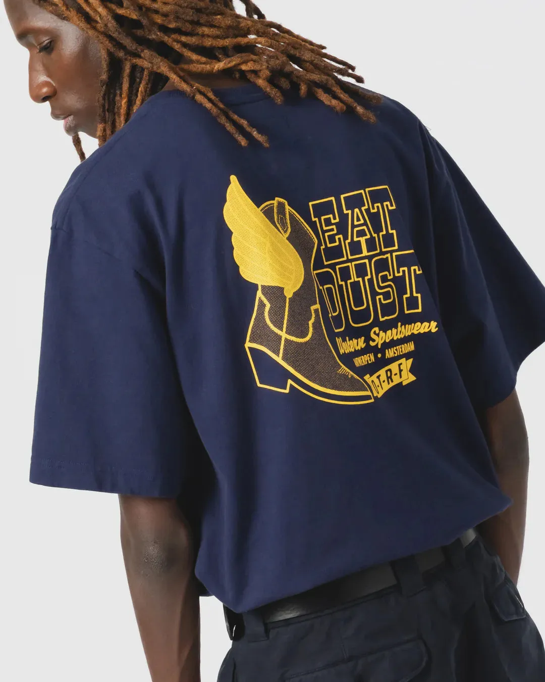 Flying Boots Tee Open End Indigo sold by Cave and Post product image thumbnail 2