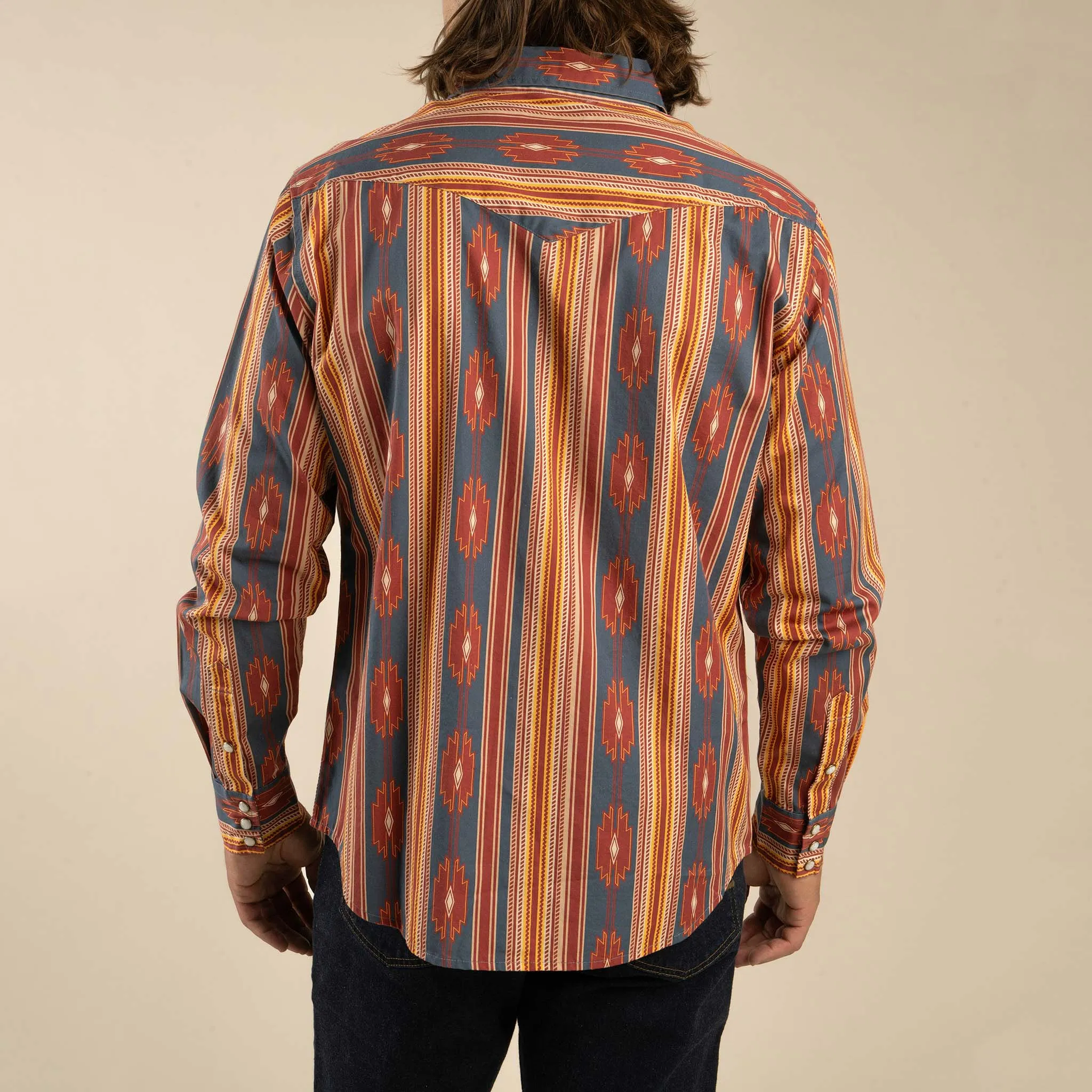 The Wyatt Pearl Snap Long Sleeve Serape Shirt - Chevron Stripe Tulsa sold by Cave and Post product image thumbnail 3