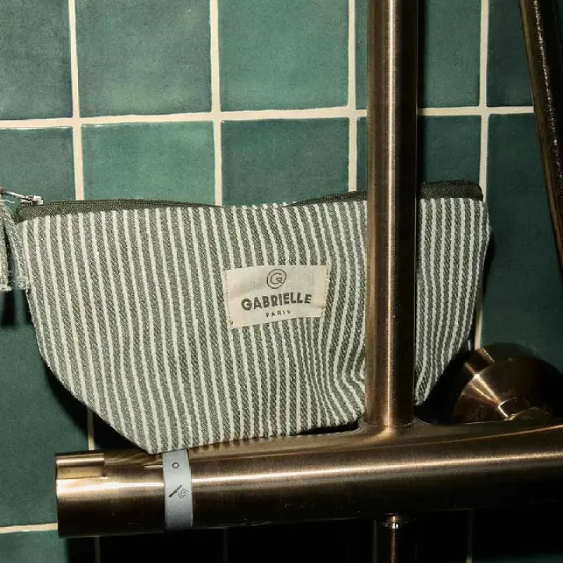 Quartz Stripes Cotton Beauty Pouch sold by Cave and Post