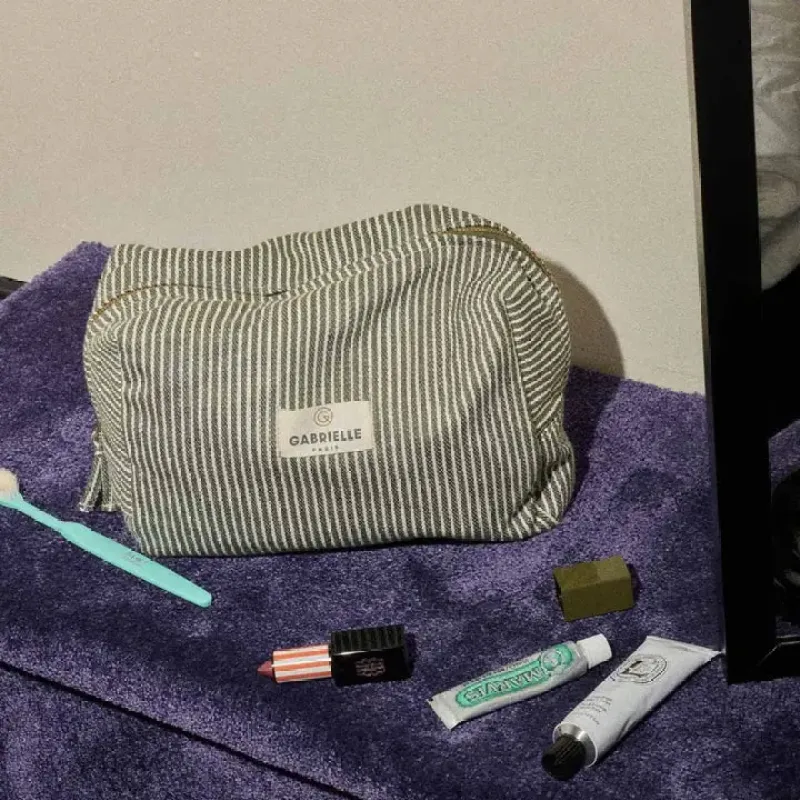 Quartz Stripes Cotton Toiletry Bag sold by Cave and Post