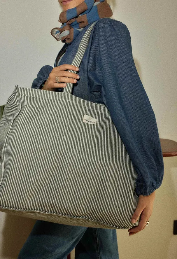 Cotton Weekend Bag Quartz Stripes sold by Cave and Post