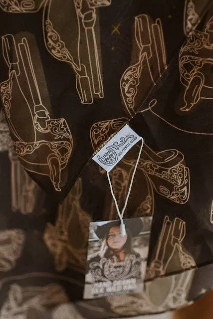 Western Saddle in Arena Brown Cowgirl Silk Scarf Wild Rag Ready-to-gift sold by Cave and Post product image thumbnail 4