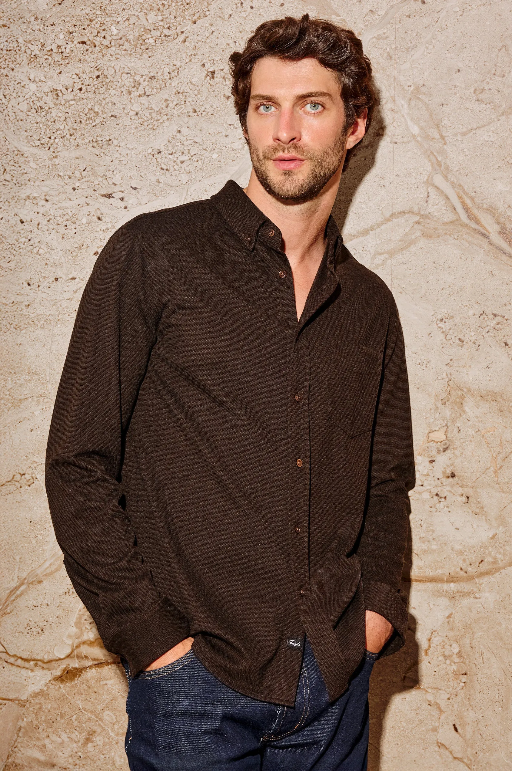 Vincent Shirt Espresso sold by Cave and Post