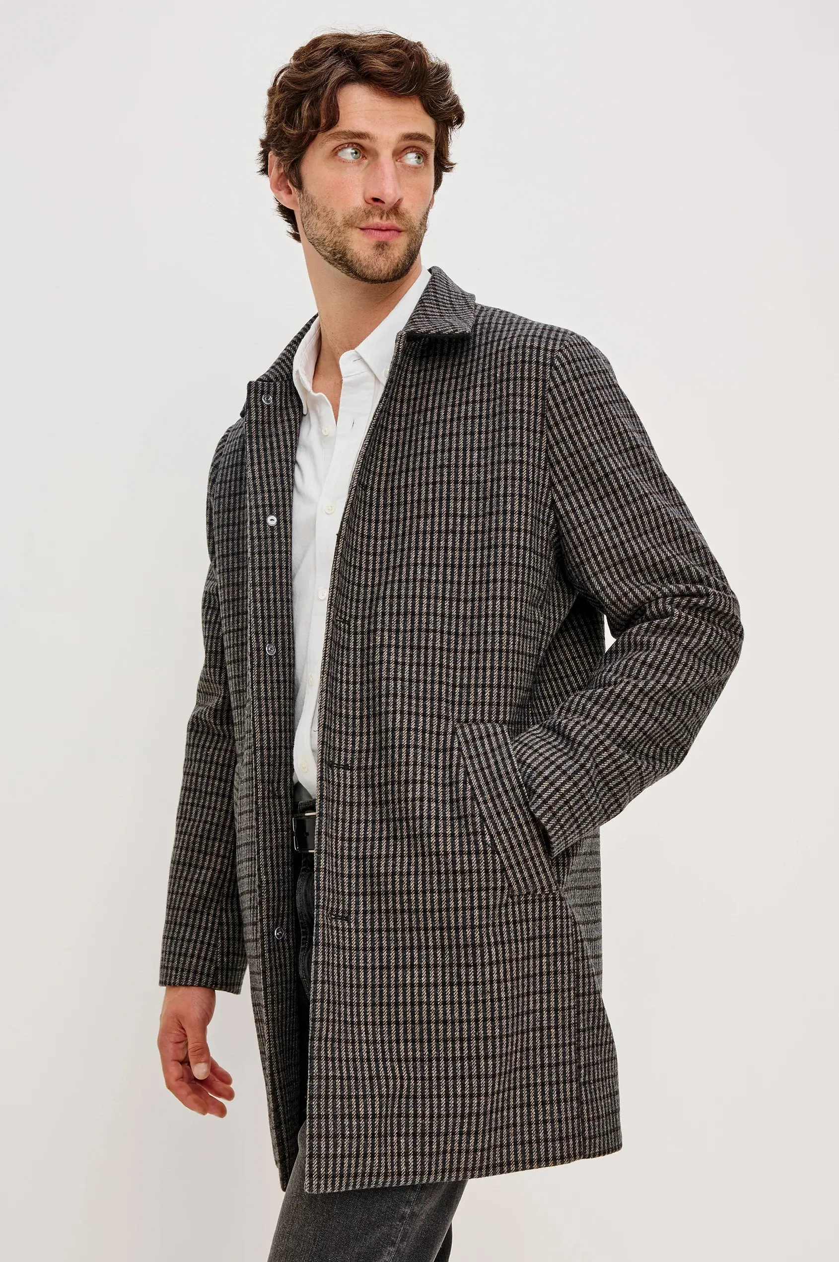Hockney Overcoat Grey Check Plaid sold by Cave and Post product image thumbnail 4