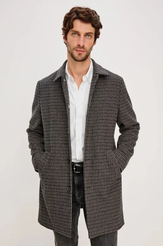 Hockney Overcoat Grey Check Plaid sold by Cave and Post