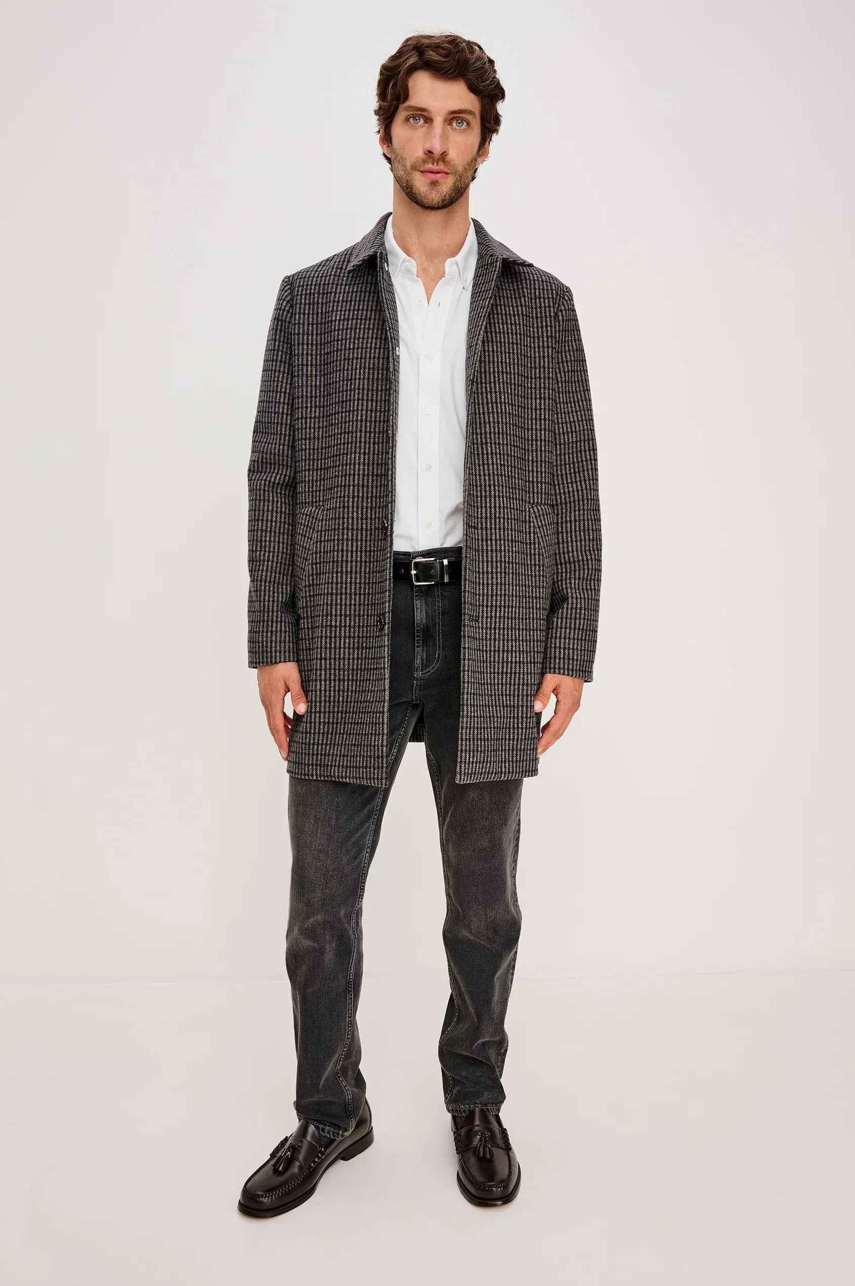 Hockney Overcoat Grey Check Plaid sold by Cave and Post product image thumbnail 3