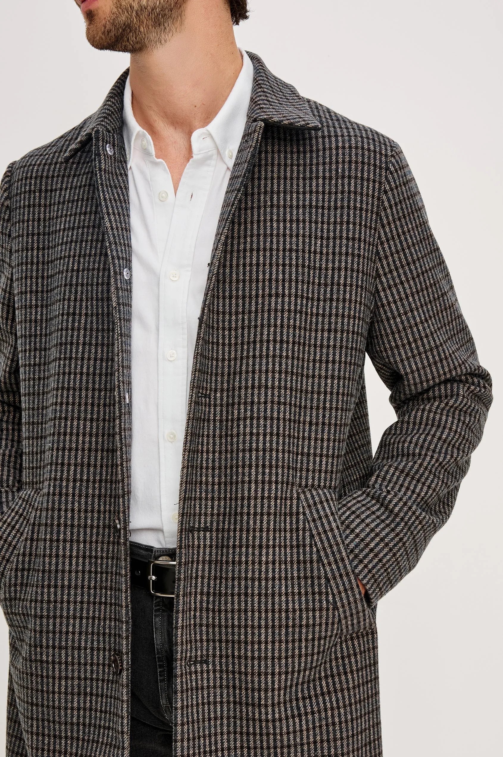 Hockney Overcoat Grey Check Plaid sold by Cave and Post product image thumbnail 2