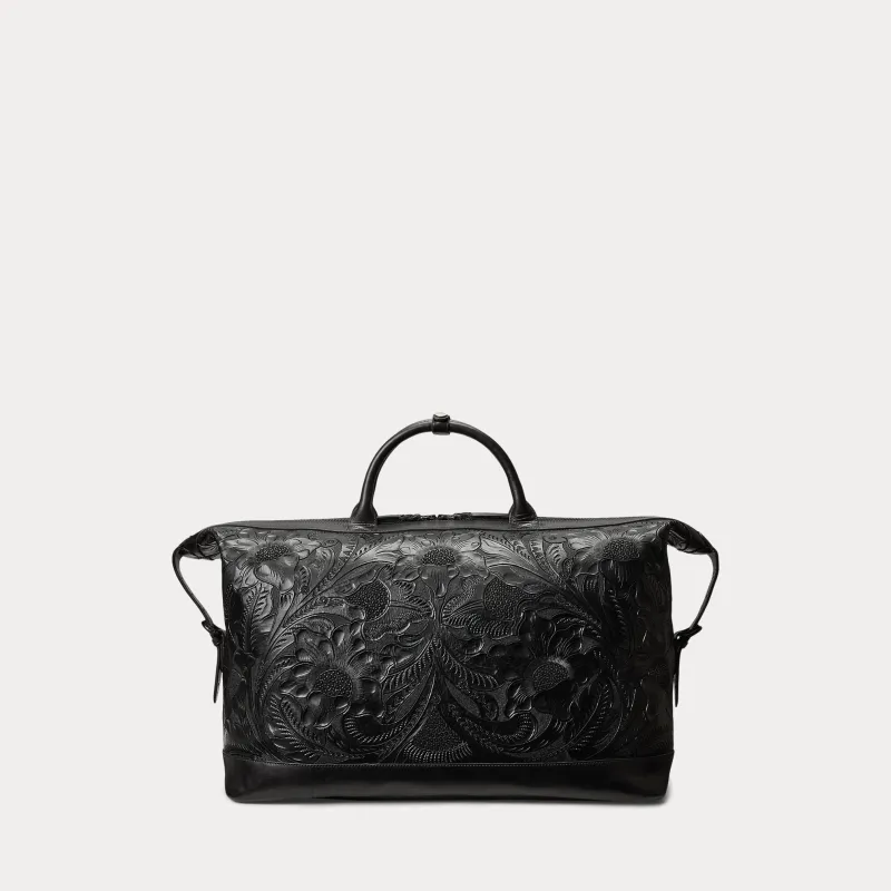 RRL Hand-Tooled Leather Weekender Bag sold by Cave and Post