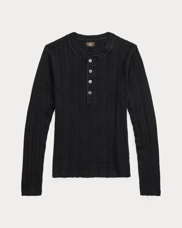RRL Cotton Pointelle Henley Shirt sold by Cave and Post