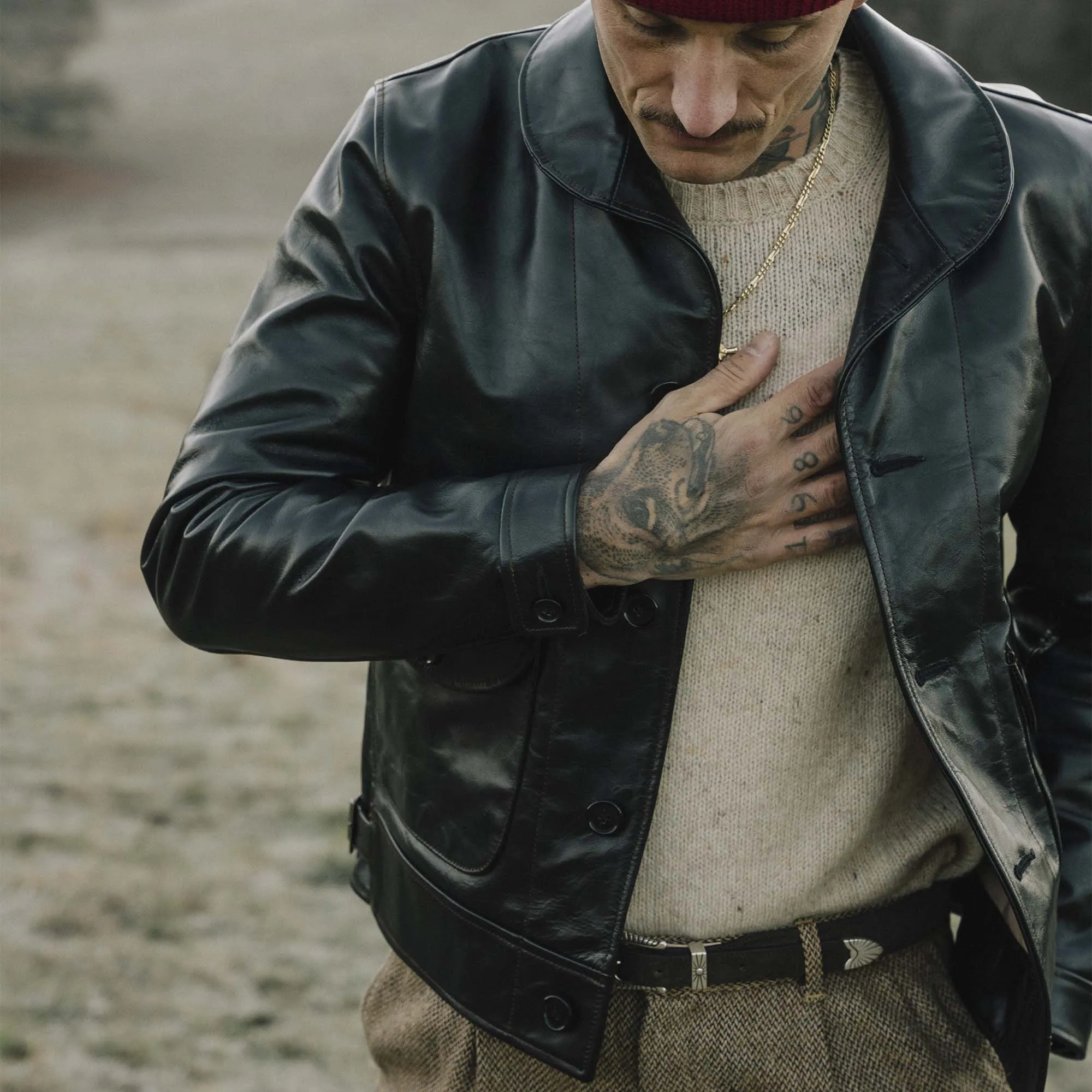 “Cossack” Black Horsehide Leather Jacket sold by Cave and Post product image thumbnail 4