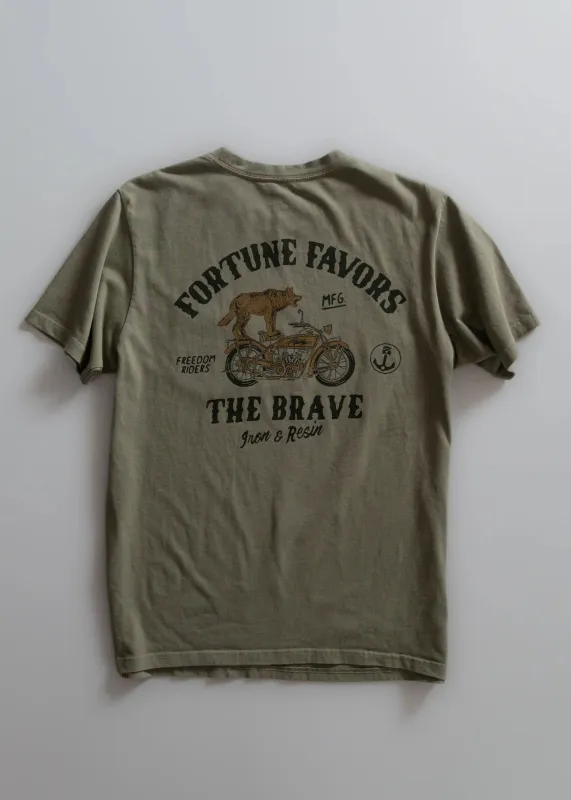 Fortune Favors the Brave Pocket Tee sold by Cave and Post