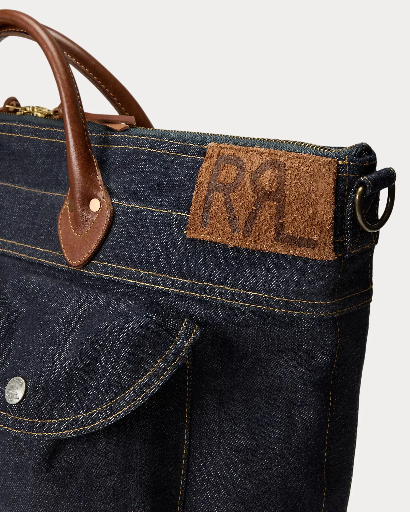 RRL Leather-Trim Indigo Denim Tote sold by Cave and Post product image thumbnail 5