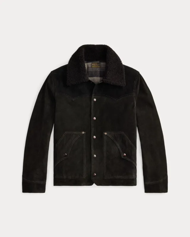 RRL Shearling-Collar Suede Western Jacket sold by Cave and Post