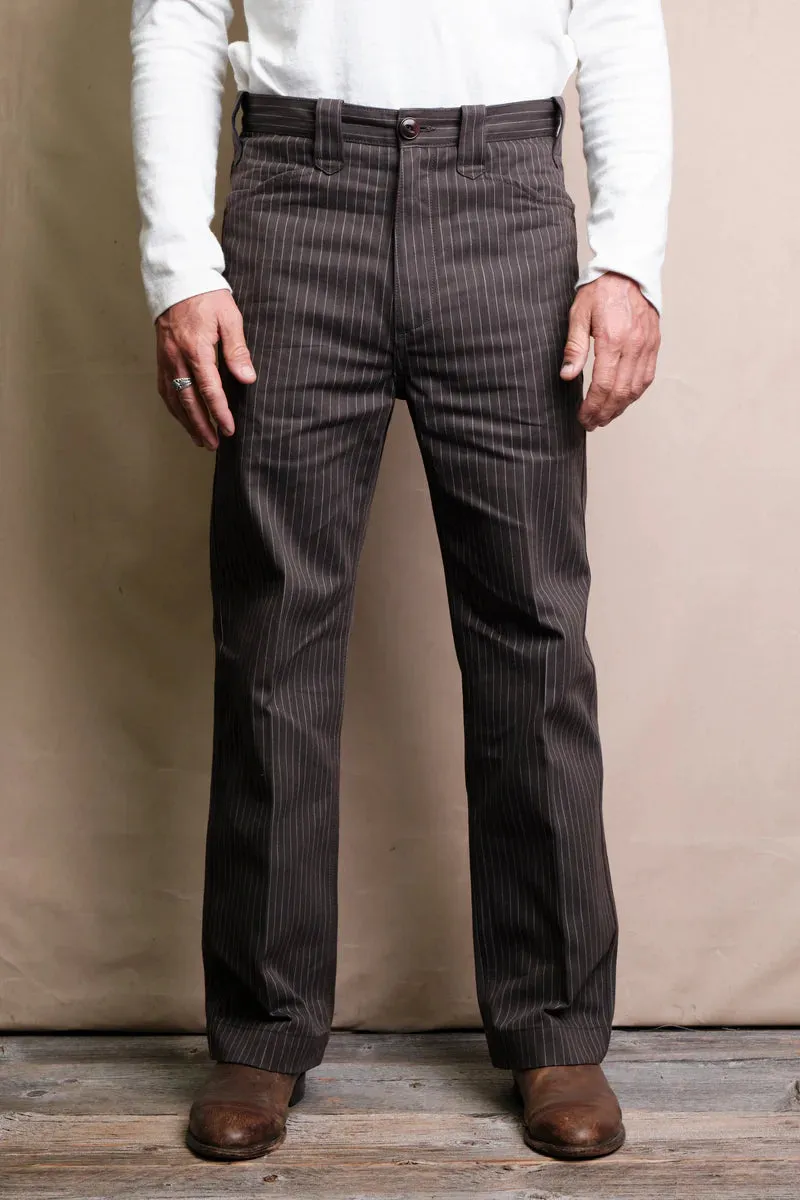 DUSTER PANT BROWN STRIPE sold by Cave and Post