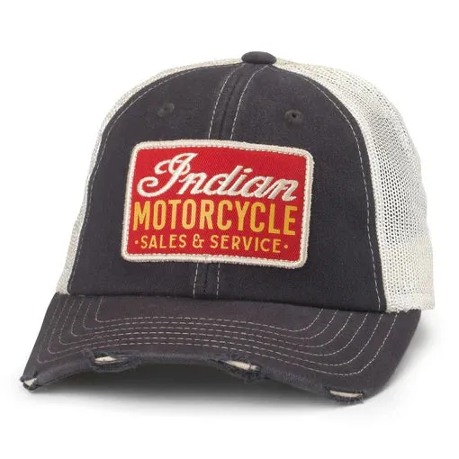 Indian Motorcycle Orville Hat-Stone/Navy sold by Cave and Post