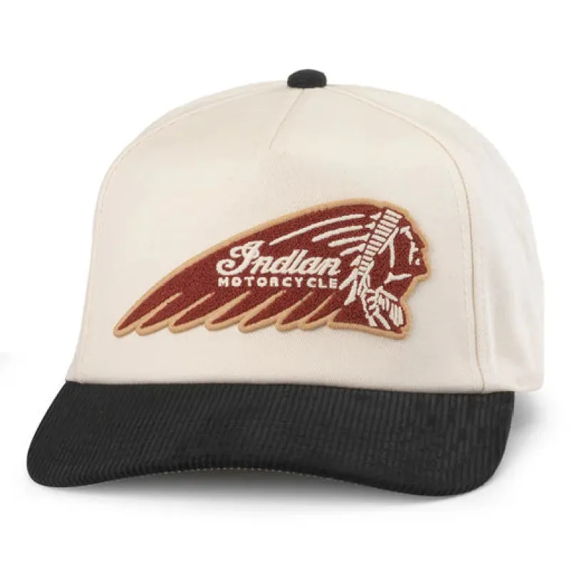 Indian Motorcycle Burnett Hat- Ivory/Black made by American Needle