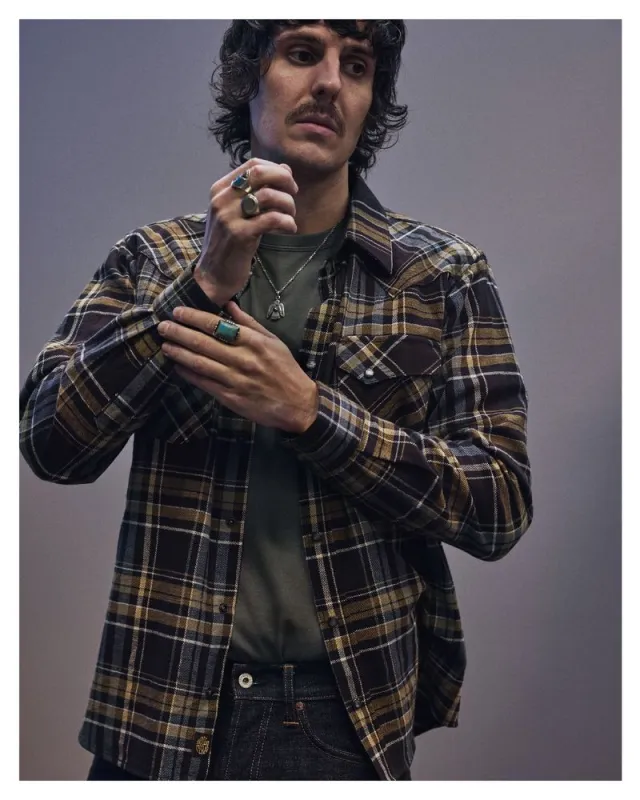 Indigofera Dawson Flannel sold by Cave and Post