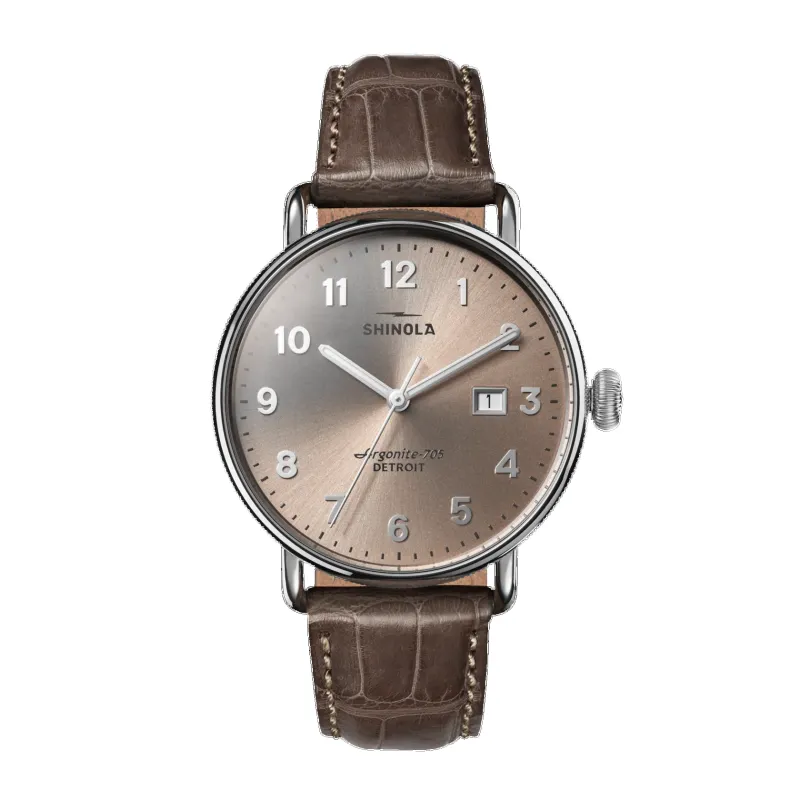 Canfield Watch 38mm - Gray Brown / Alligator Strap sold by Cave and Post