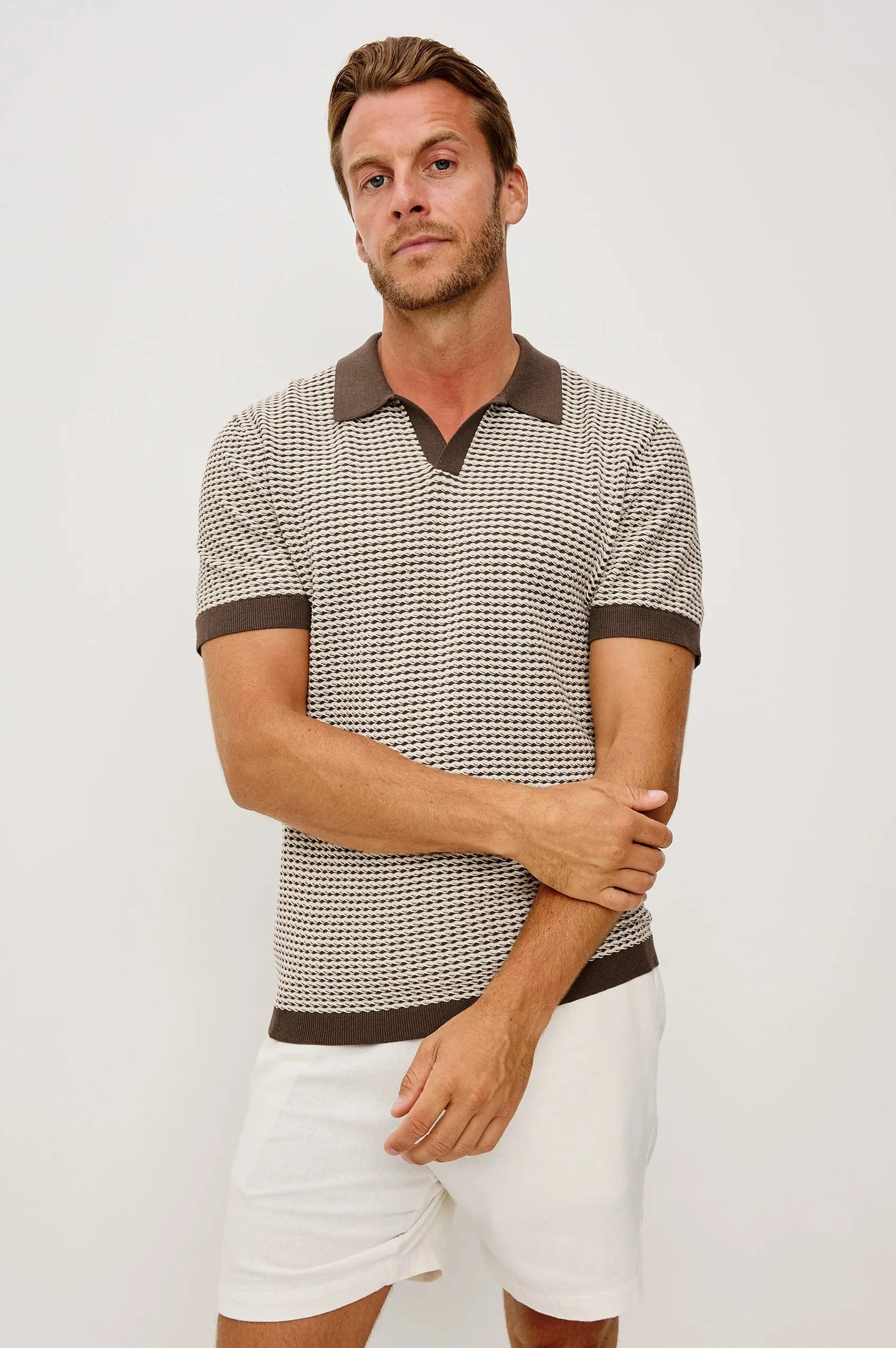 Hayden Polo Shirt - Olive Oat Ripple sold by Cave and Post