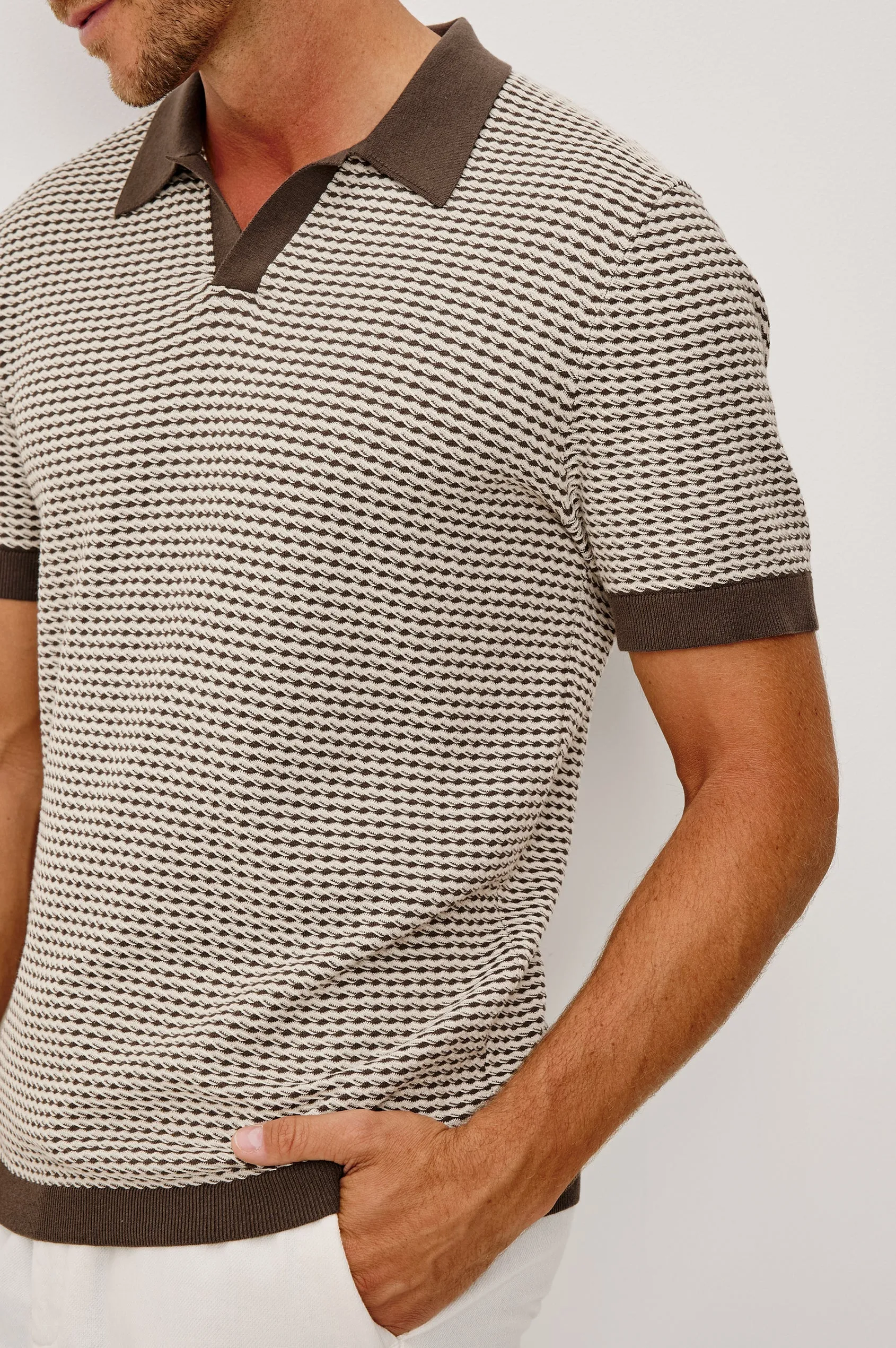 Hayden Polo Shirt - Olive Oat Ripple sold by Cave and Post product image thumbnail 4