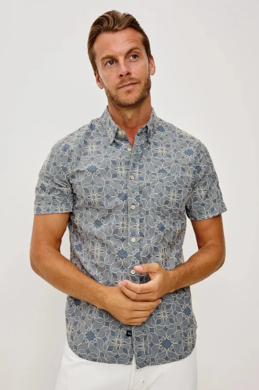 Hale Shirt - Whirling Daisy Steel sold by Cave and Post