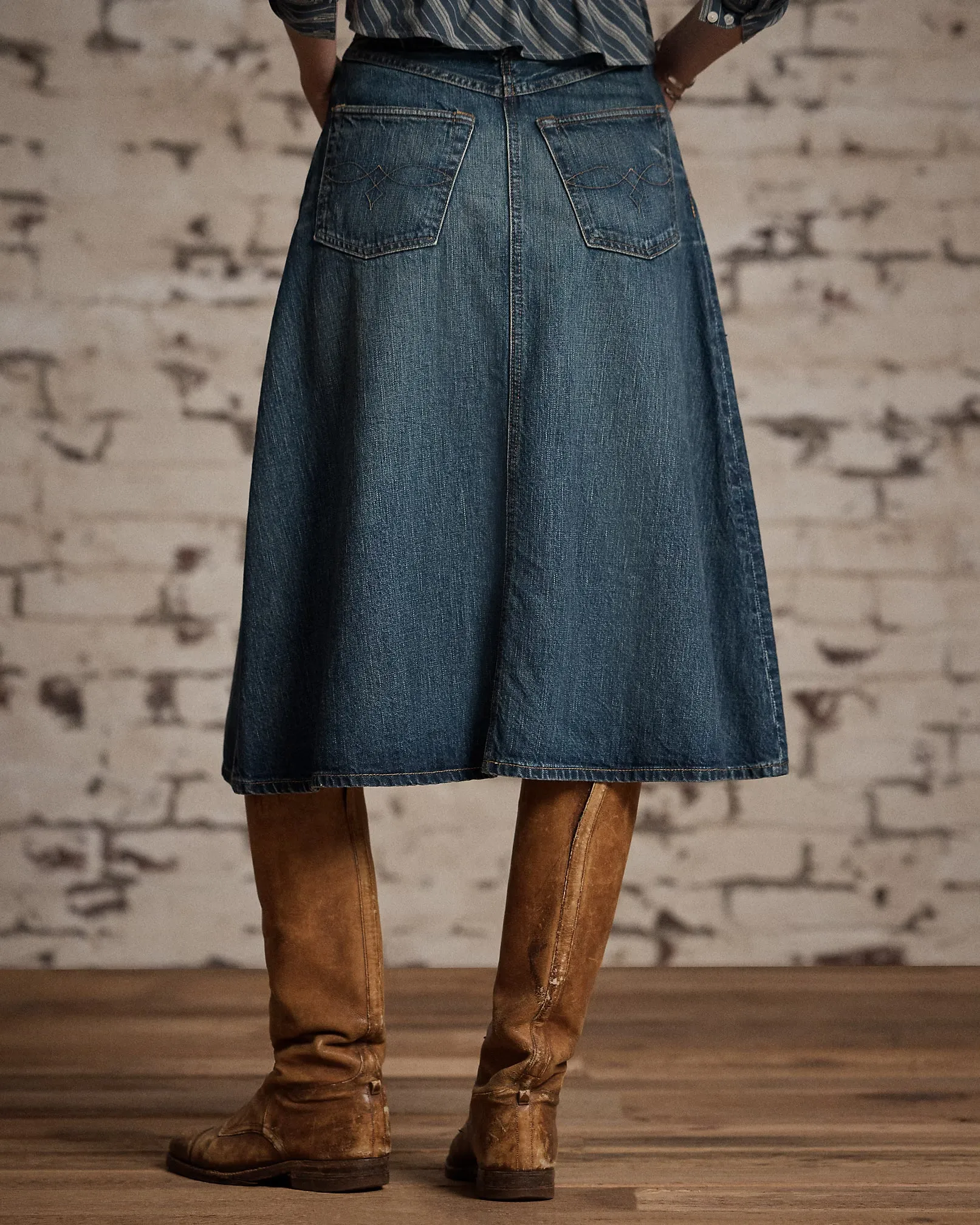 RRL Indigo Selvedge Denim Skirt sold by Cave and Post product image thumbnail 2