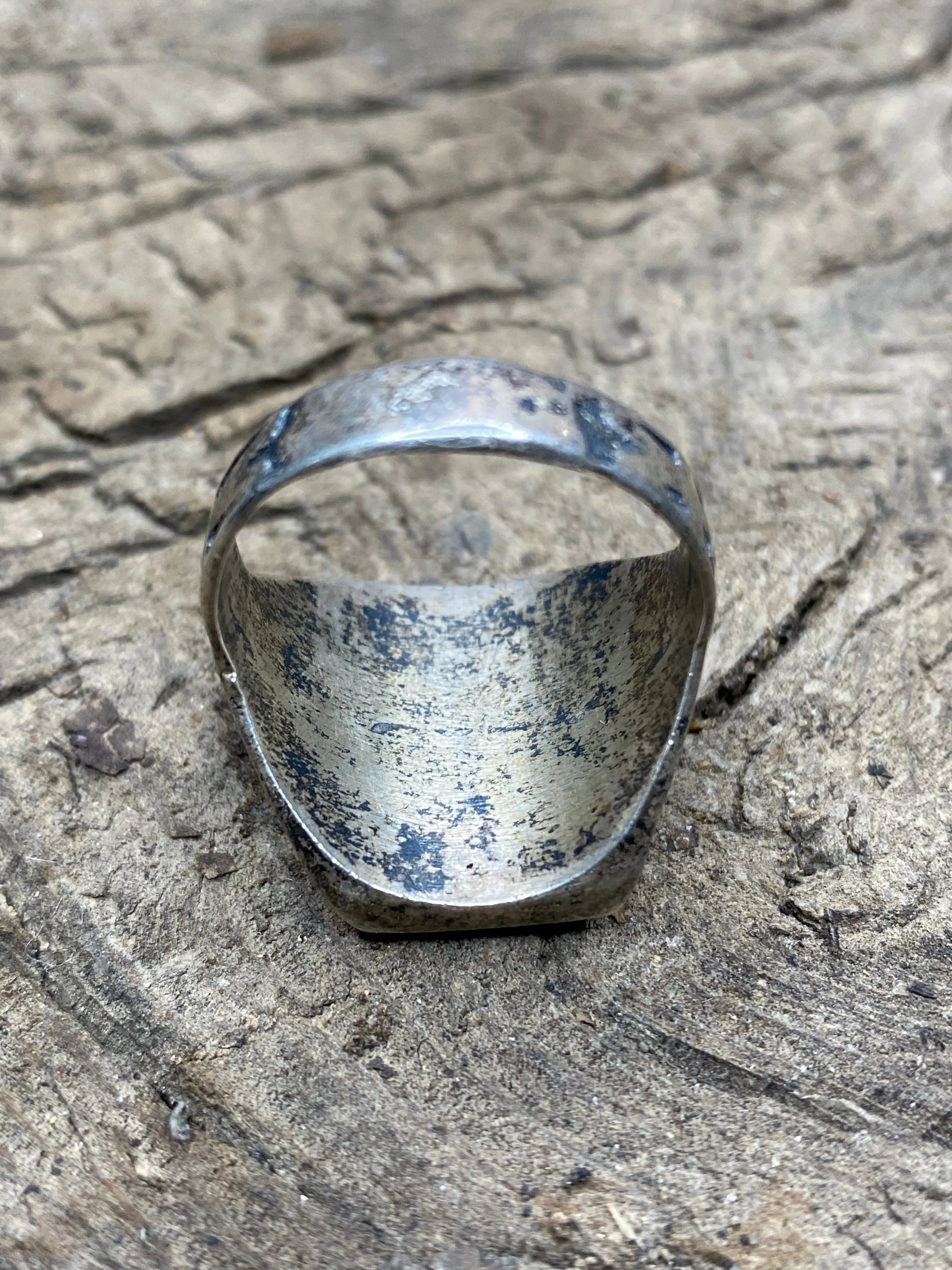 Vintage Turquoise and Red Coral Silver Men's Ring - Size 11.5 sold by Cave and Post product image thumbnail 4