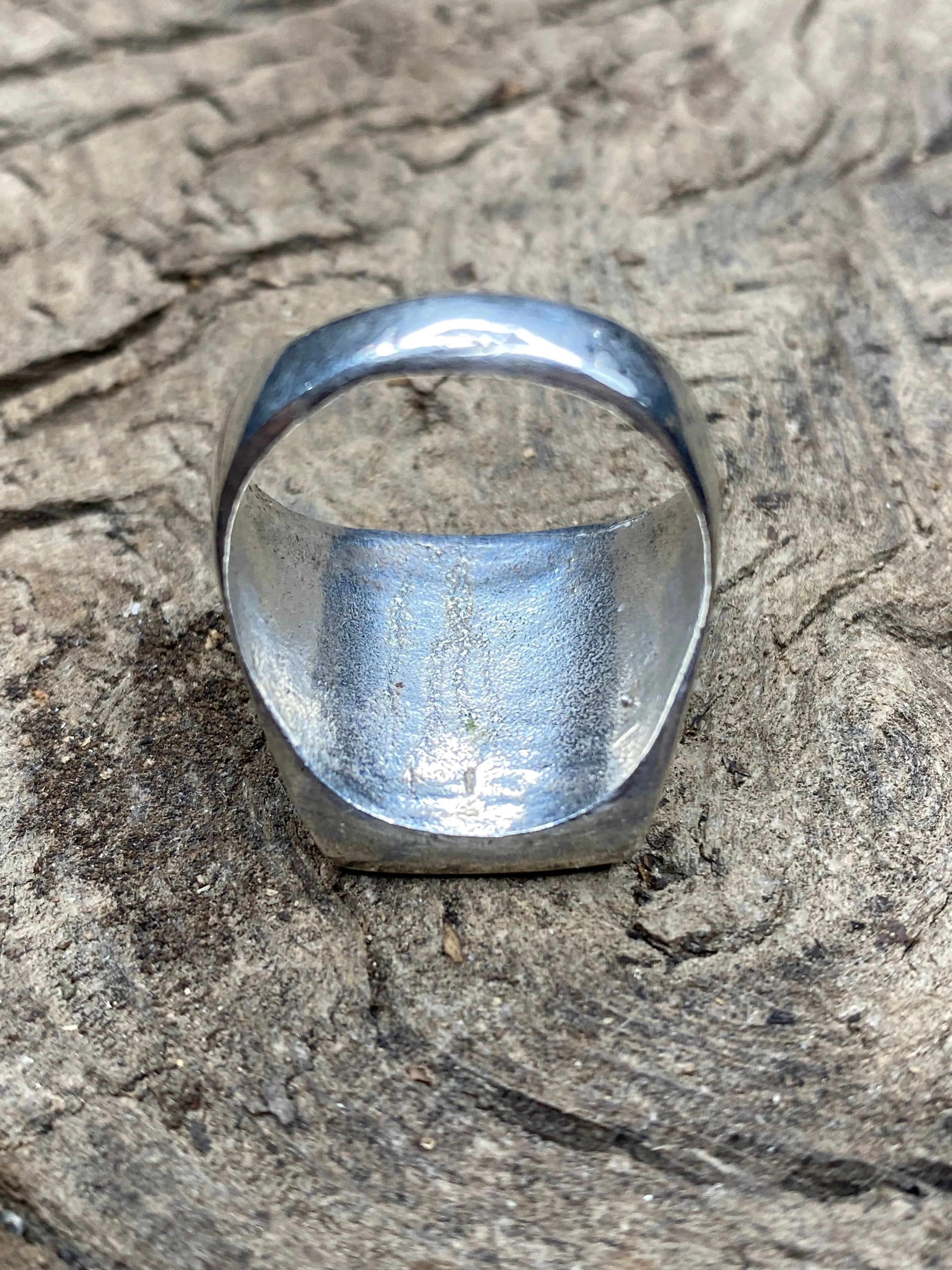 Vintage Turquoise Silver Inlay Men's Ring - Size 10.5 sold by Cave and Post product image thumbnail 3