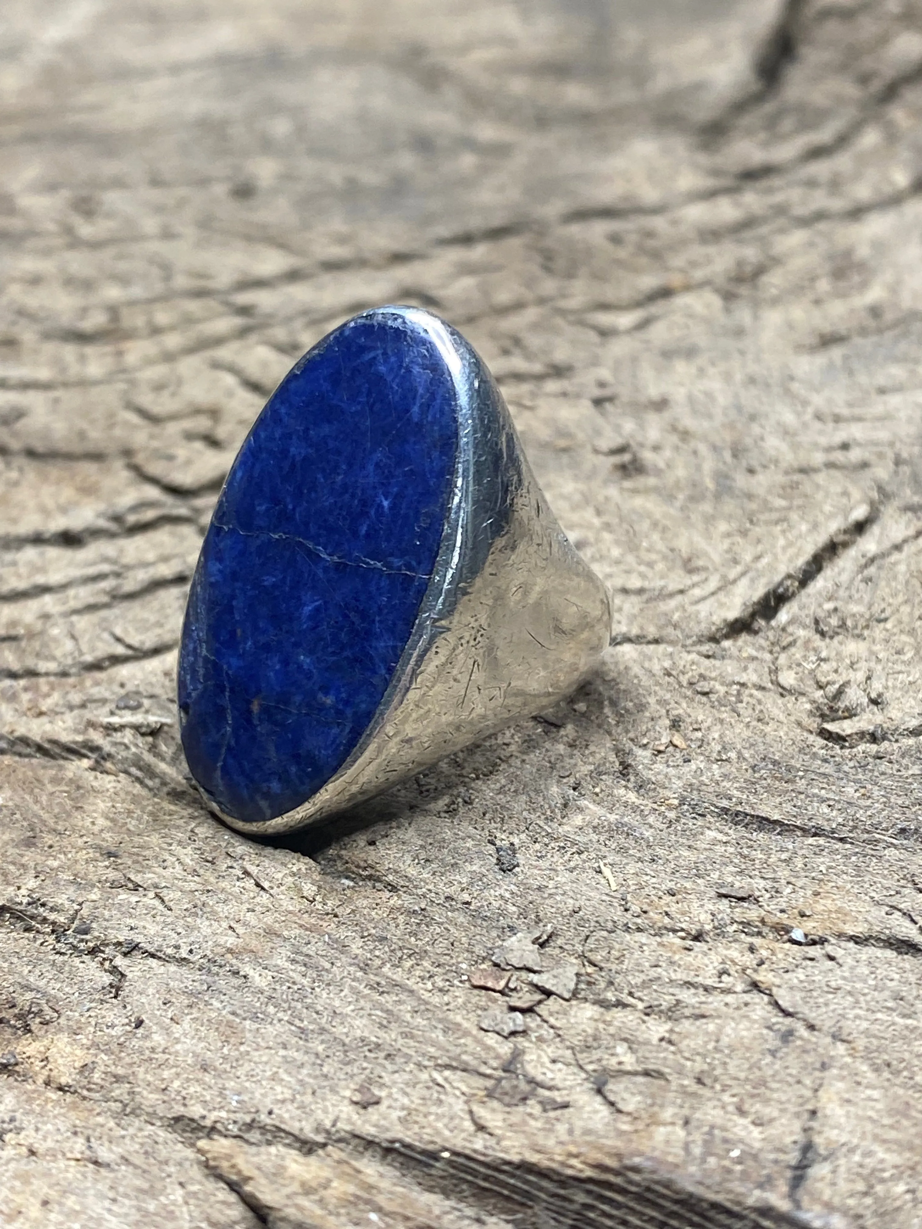 Vintage Lapis Lazuli Sterling Silver Men's Ring - Size 9 sold by Cave and Post product image thumbnail 3