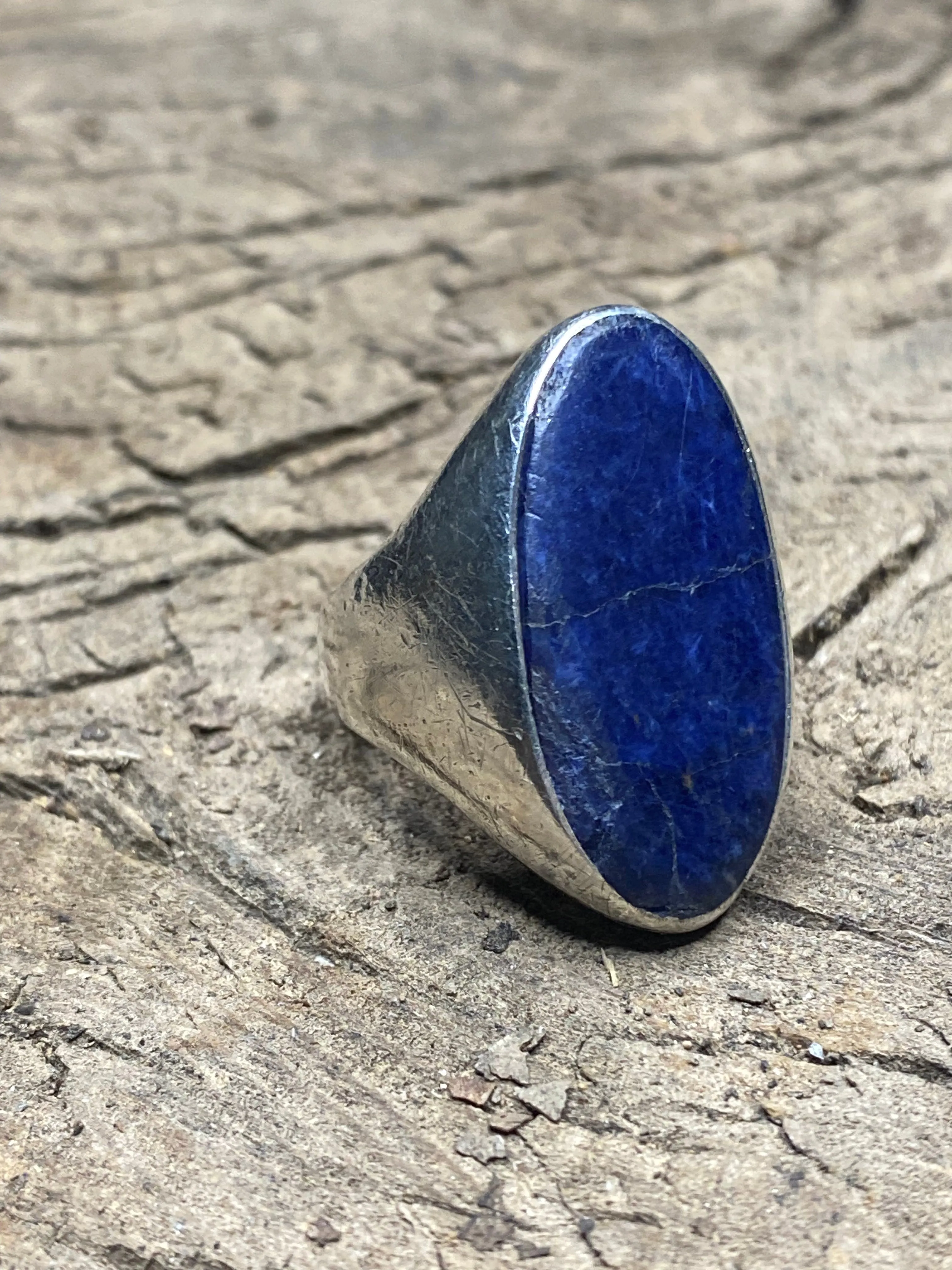 Vintage Lapis Lazuli Sterling Silver Men's Ring - Size 9 sold by Cave and Post product image thumbnail 2